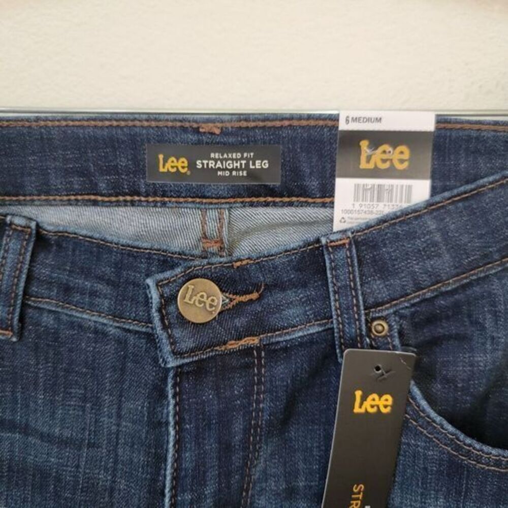 Lee Bewitched 5 Pocket Straight Leg Dark‎ Wash Denim Jeans Size 6 NWT Tapered - Picture 14 of 16